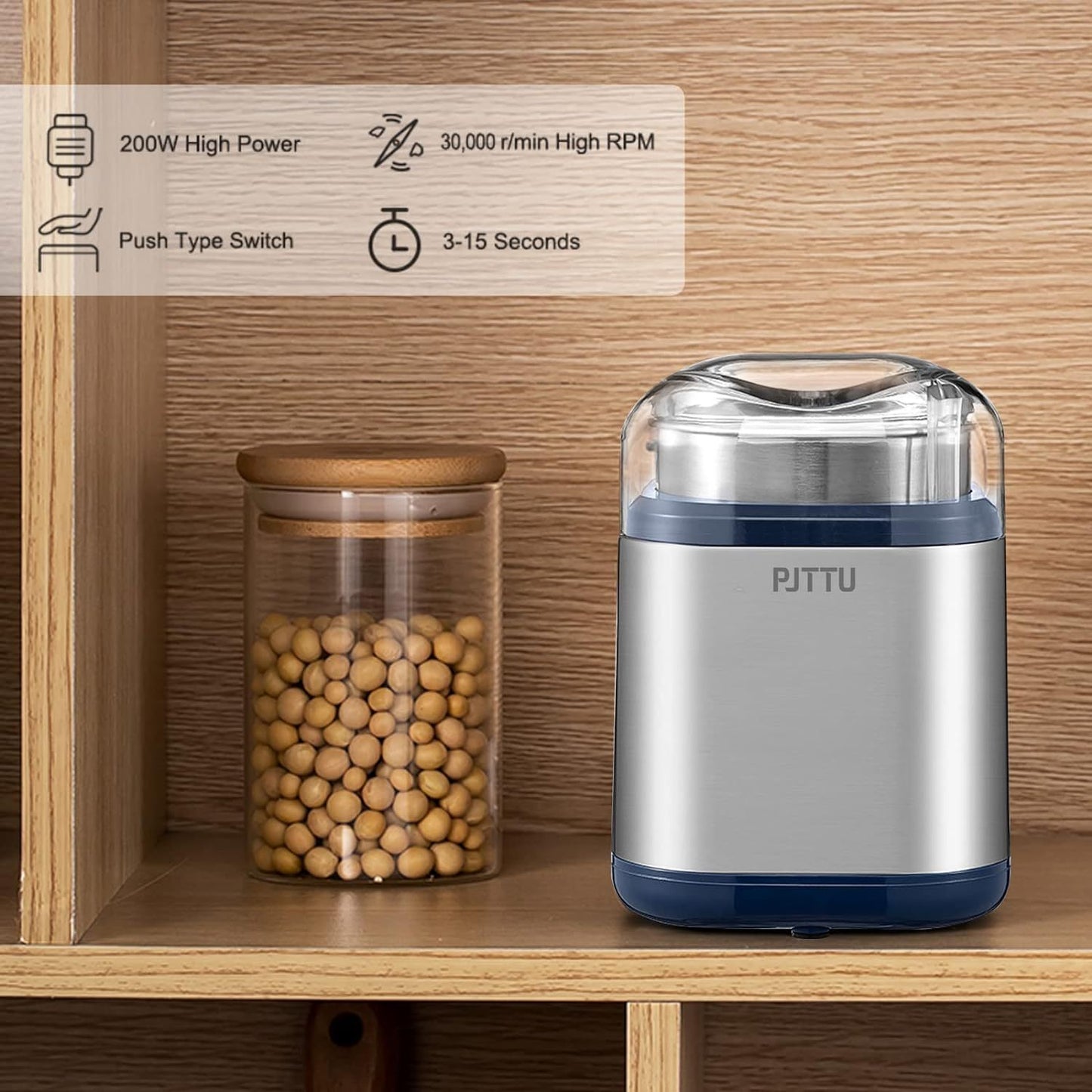 Electric Grinder For Herb,pice,Pollen And Coffee Fast Grinding For Flower Buds,Dry Spices,And Herbs Compact Size Silver